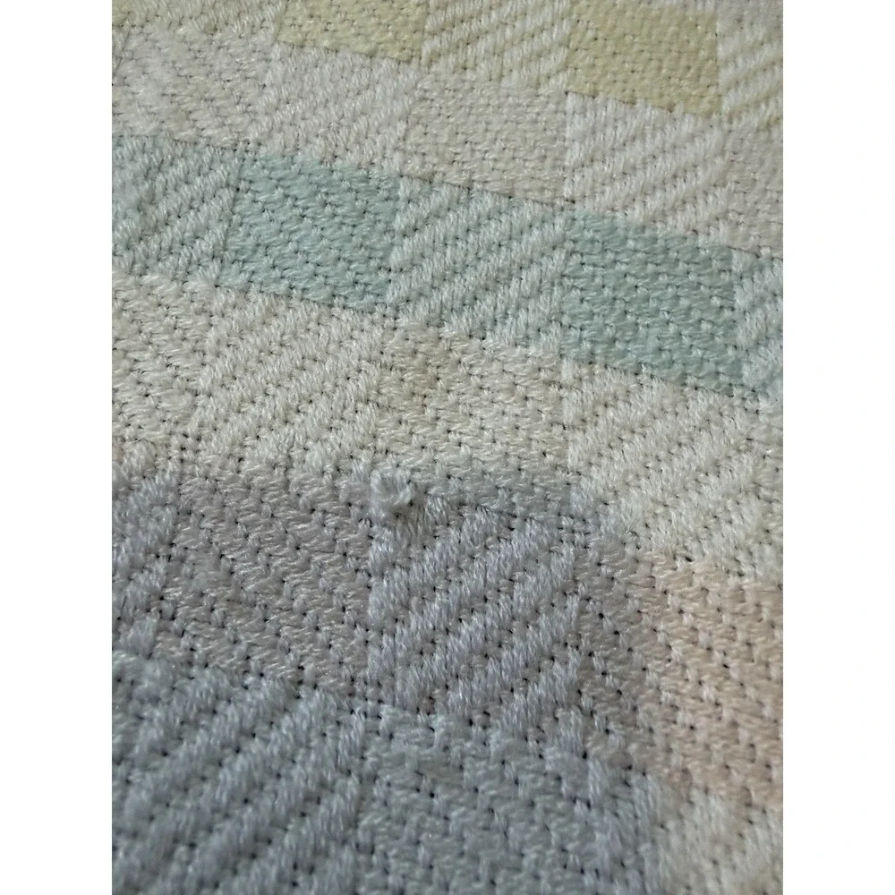 Vintage Waffle Weave Acrylic Baby Blanket Fringe Edge 35
